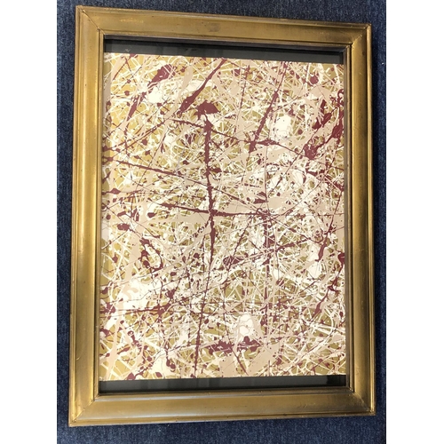 2068 - An abstract picture in shades of gold, red, beige and white, 63 x 48cm in gold coloured frame.