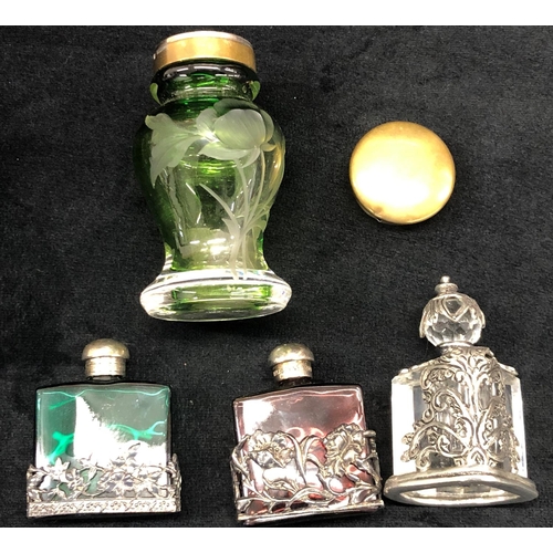 2101 - 3 small scent bottles, various trinket boxes etc.