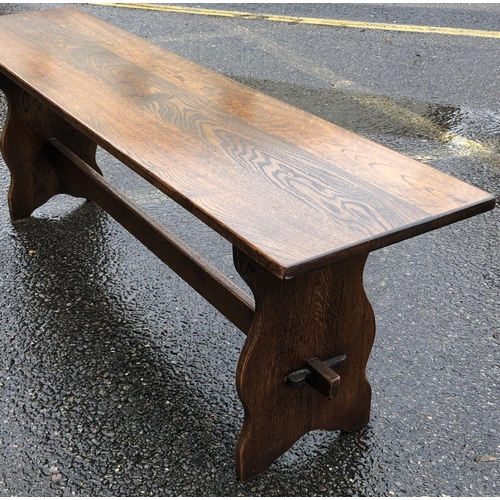 2138 - A 20th Century oak trestle bench, 137cm long, 35.5cm deep, 45cm high. This Lot is not held by PF Win... 