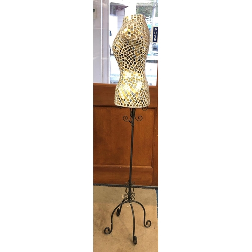 2145 - Decorative female mannequin on metal stand, 140cm high overall.