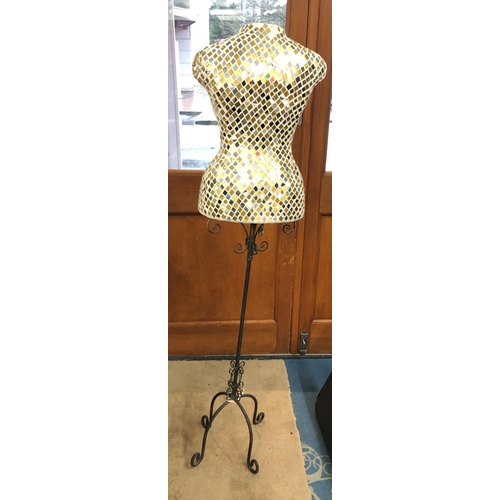 2145 - Decorative female mannequin on metal stand, 140cm high overall.