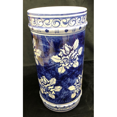 2147 - A blue and white china umbrella stand, 47cm high.