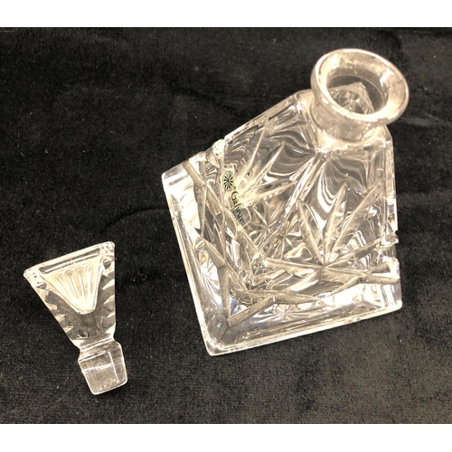 2162 - A cut glass decanter, a scent bottle  5 large wine glasses, and various other glasses.