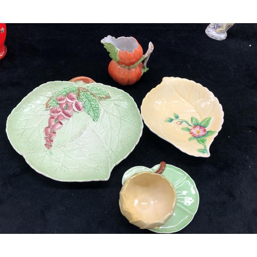 2197 - 2 small Carltonware leaf shaped dishes and a quantity of other china figurines etc.