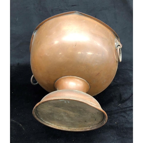 2215 - A copper and brass coal skuttle with swing handle, a punch bowl, a globe on wood stand and 1 snooker... 