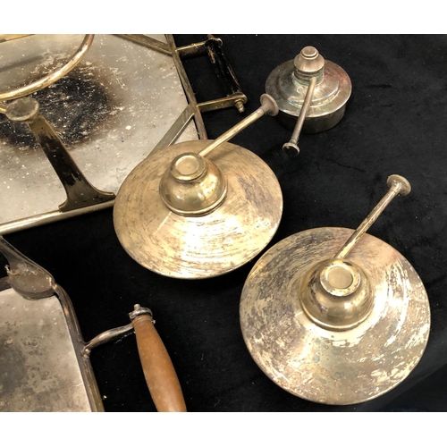 2222 - 3 silver plated 2-handled hot plates and 3 burners.