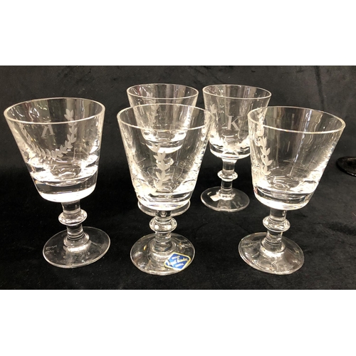 2224 - A quantity of cut glass and other glasses, 6 cut glass tumblers, 10 narrow tumblers, 5 Royal Brierle... 