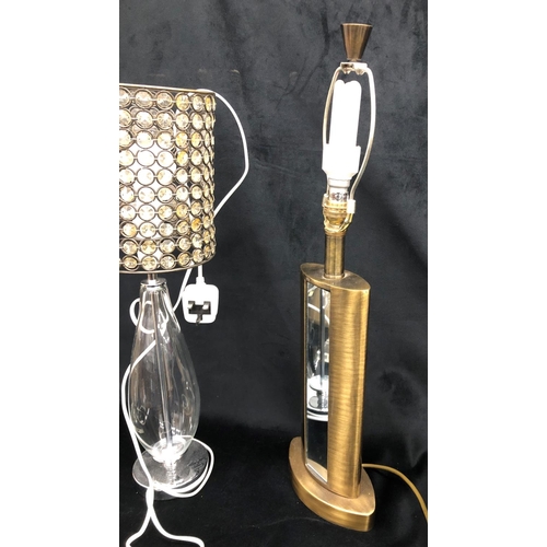 2243 - A brass heavy based lamp 62cm high without shade and 2 other modern lamps etc.