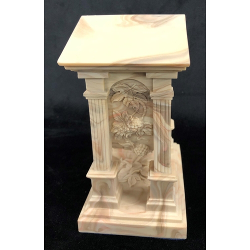 2253 - An Aynsley Portland Ware Empire marble effect mantle clock, 12.5cm wide,8.5cm deep, 15.5cm high.