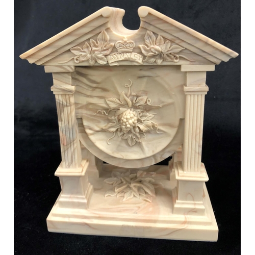 2253 - An Aynsley Portland Ware Empire marble effect mantle clock, 12.5cm wide,8.5cm deep, 15.5cm high.