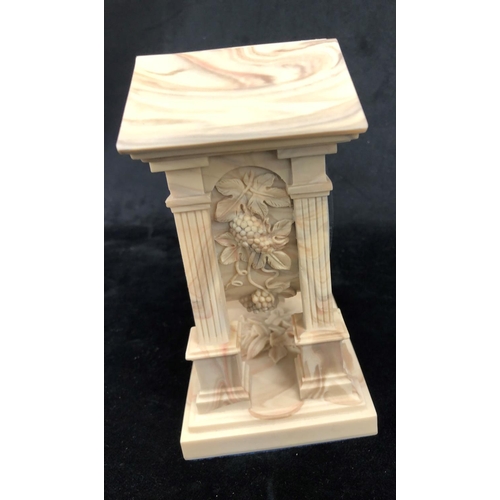 2253 - An Aynsley Portland Ware Empire marble effect mantle clock, 12.5cm wide,8.5cm deep, 15.5cm high.