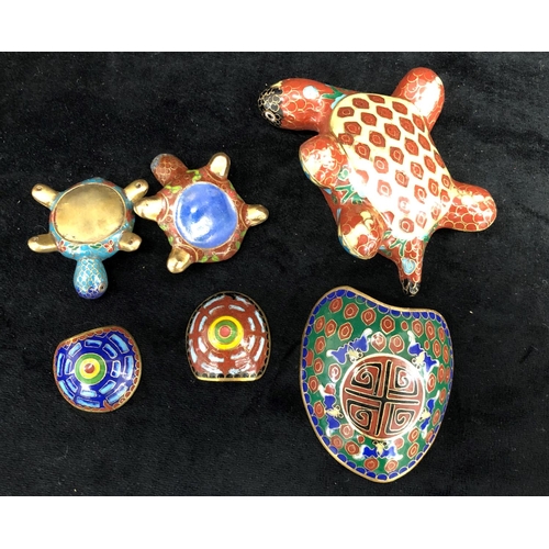 2259 - 3 Cloisonne enamel decorated tortoise trinket boxes in various sizes