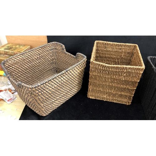 2263 - A large basket, 60cm wide, 48cm deep, 45cm high and 5 other baskets. (6)