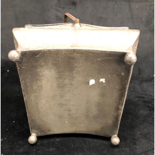 2298 - A silver plated ice bucket with hinged lid connected to handle, 29cm high and a Britannia metal 2-se... 