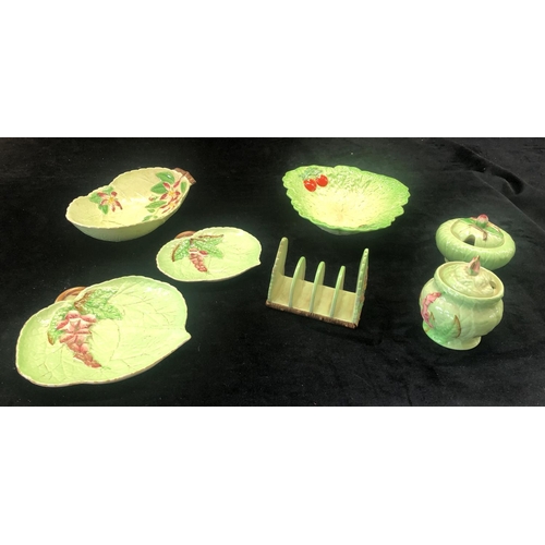 2307 - A quantity of green Carlton Ware including Australian Foxglove and a Beswick Ware leaf shaped dish. ... 