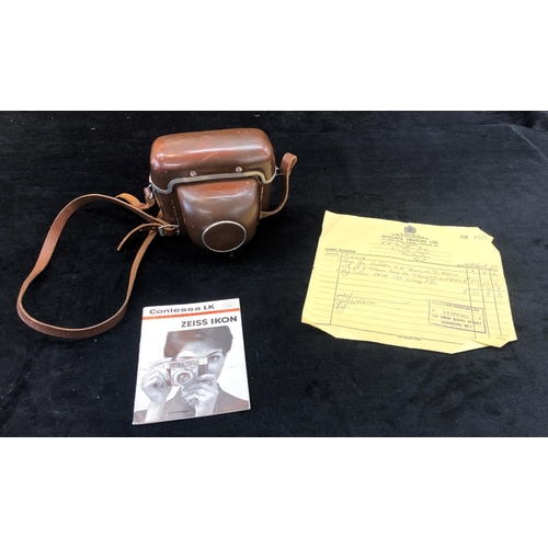 2310 - A Zeiss Ikon Contessa LK camera, no. D51800, in brown leather case, with original manual and sales r... 