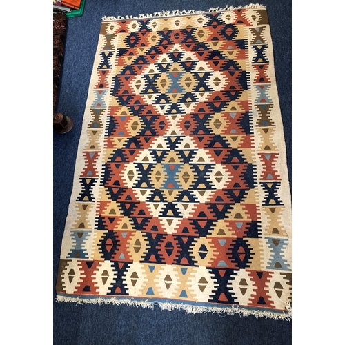 2312 - A kelim rug with multi-coloured geometric design, 115cm wide, 189cm long.