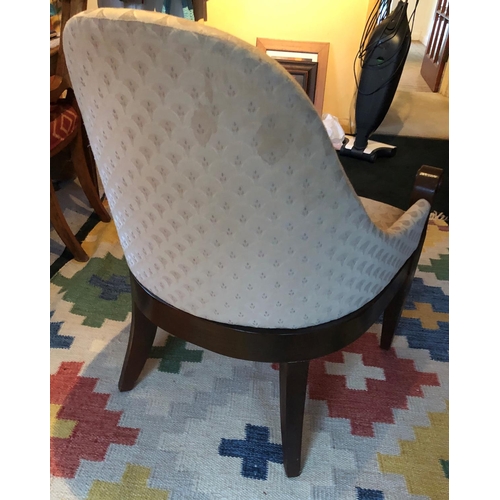 2328 - A single chair on dark wood legs, cream fabric overstuffed seat and back, 65.5cm wide, 65cm deep, 87... 