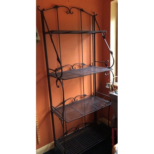 2330 - A black metallic freestanding shelf unit with 4 shelves, 77cm wide, 38cm deep, 179cm high. This Lot ... 