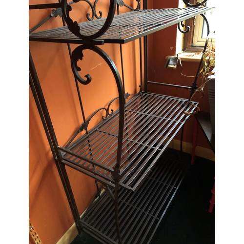 2330 - A black metallic freestanding shelf unit with 4 shelves, 77cm wide, 38cm deep, 179cm high. This Lot ... 