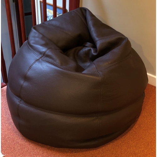 2339 - A dark brown leather effect extra-large bean bag, approximately 87cm diameter. Not held by PFW