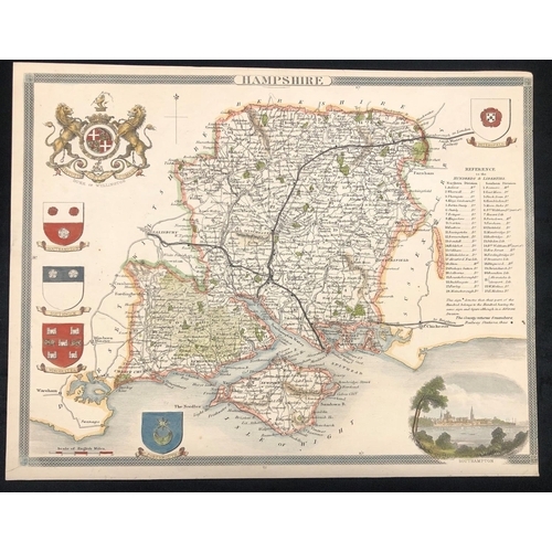 2035 - An 18th Century J. Cary hand coloured map, Middlesex 29cm x 22.5cm and 3 other maps, Hampshire, Suss... 