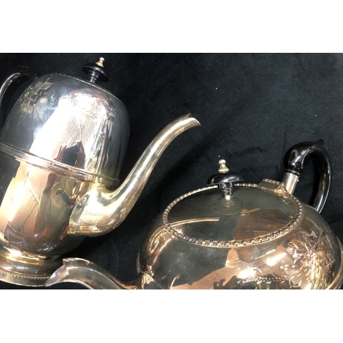 2038 - A quantity of silver plate including an oval platter, tea and coffee pots (handles loose to both lid... 