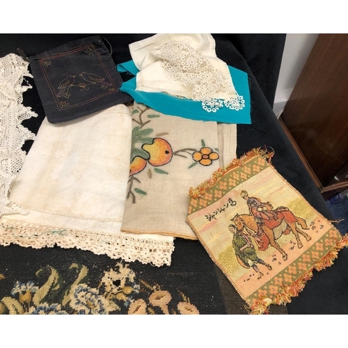 2202 - A quantity of sections of embroidered fabric, lace, stencil patterns and a Costumes and Textile 1600... 