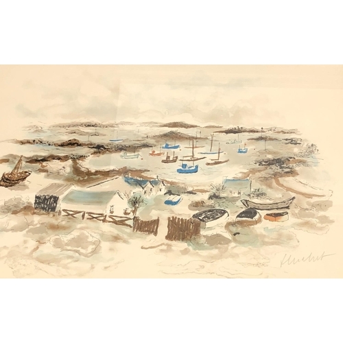 2318 - A limited edition coloured print of boats, land and building, 70.5 x 50cm, in gilt frame.