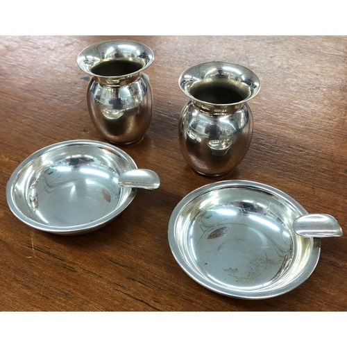 344 - A pair of Continental round ashtrays and a pair of small similar pots (4)