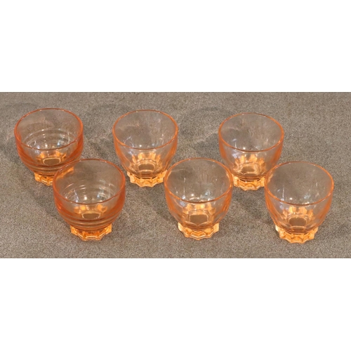 3065 - A set of 6 pink tinted shot glasses. (This item is not held by PF Windibank - please call prior to c... 