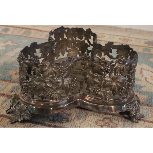 3068 - A plated 3-bottle wine holder with grape and leaf pattern. (This item is not held by PF Windibank - ... 