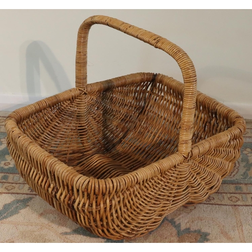 3074 - A large wicker basket, 60cm wide, 45deep, 48cm high including handle. (This item is not held by PF W... 