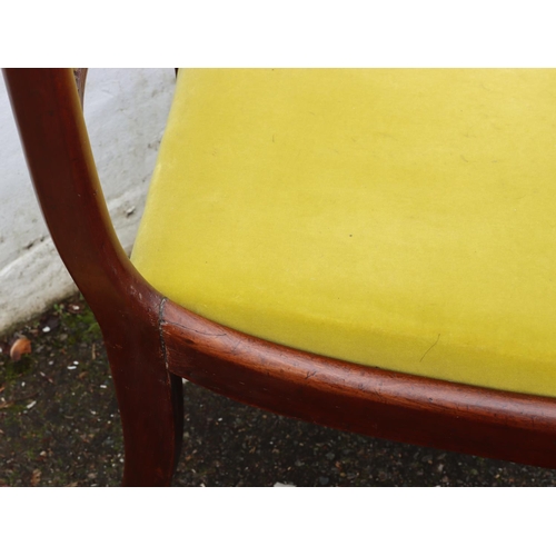 3089 - 6 19th Century mahogany dining chairs with lime green velvet fabric drop in seats. (This item is not... 