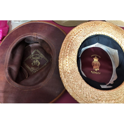 3093 - A quantity of various hats including Christy's straw hat (6 3/4), Christy's Typhoon 4658 (6 3/4), Th... 