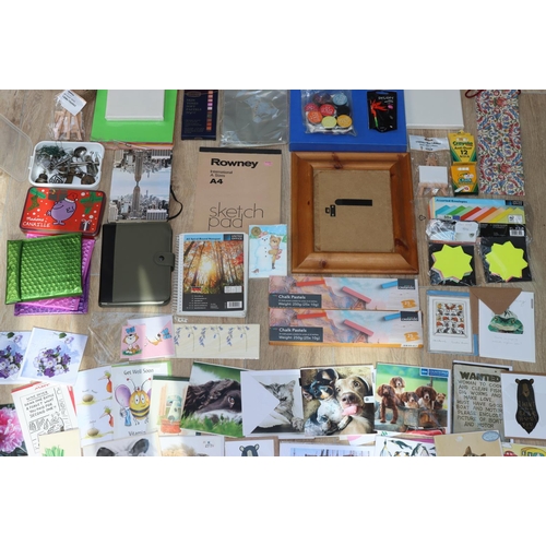 3120 - A mixed quantity of artist, sewing and crafting materials, including blank canvases, sketch pads, ca... 