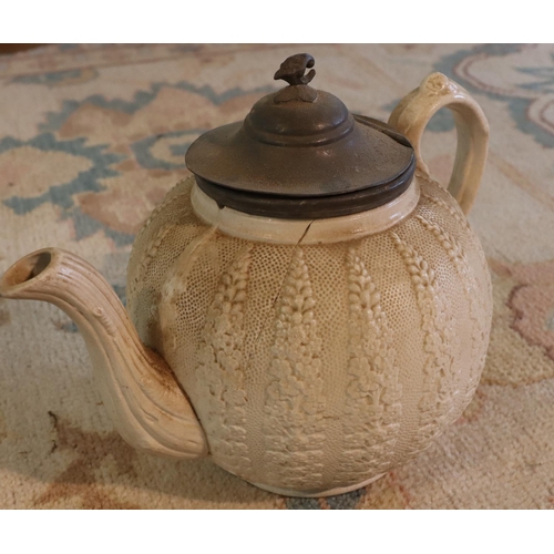 3123 - 9 various copper and brass teapots, including 1 with electric fitting (no cable) and 1 cream ceramic... 