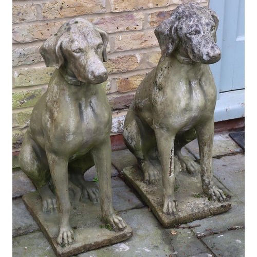 3129 - A pair of composition large dogs, 72cm high, 27cm wide, 44cm deep overall. (This item is not held by... 