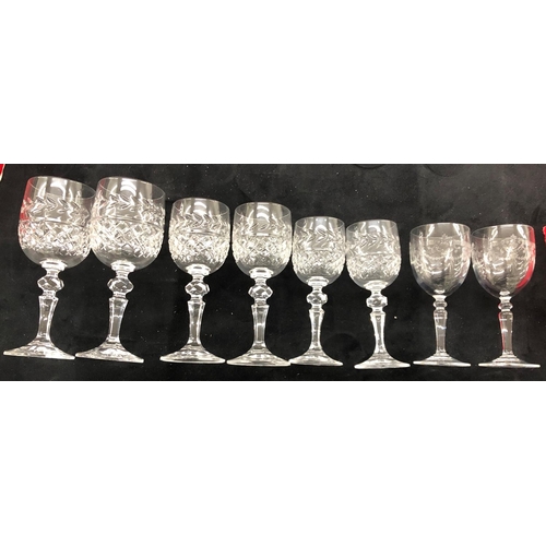 3185 - 3 boxes of Bohemia Crystal cut glasses, 6 glasses per set, 18cm high, 16.5cm high and 15.2cm high an... 