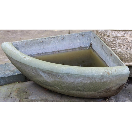 3192 - A metallic stone effect water trough with curved front edge, wall mounted holes to 2 sides, sides 60... 