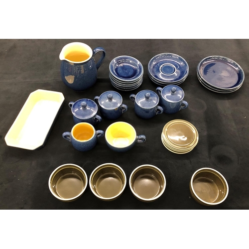 3200 - A quantity of various blue Denby stoneware, 1 jug, 1 cup, 3 saucers, 3 side plates, 5 miniature ture... 