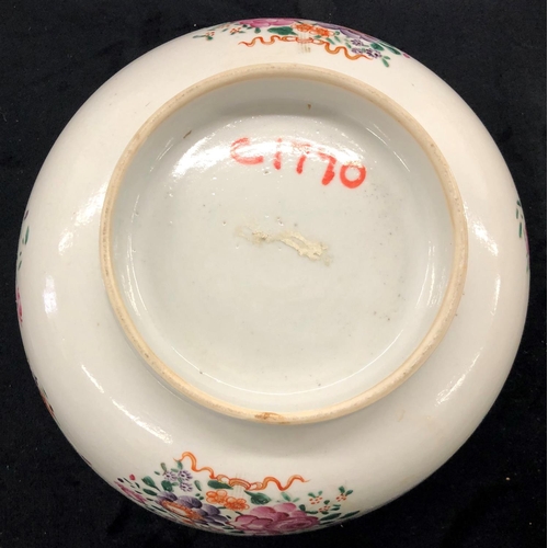 3206 - An 19th Century Newhall style bowl with floral decoration (cracked to side), a Oriental small cup (c... 