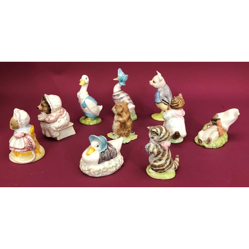 3217 - 10 Beswick & Royal Albert Beatrix Potter figures, Mrs Tiggy Winkle Takes Tea, The Old Woman Who Live... 