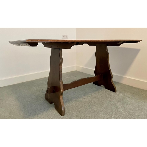 3229 - A rectangular topped trestle style table, 153cm wide, 73.5cm deep, 75cm high. (This item is not held... 