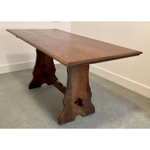 3229 - A rectangular topped trestle style table, 153cm wide, 73.5cm deep, 75cm high. (This item is not held... 