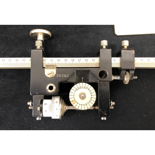 3247 - A scientific planimeter in wood box with scale label to interior, box, 53.5cm wide, 11cm deep, 5cm h... 