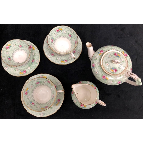 3262 - A Paragon Evangeline breakfast set, 2 cups, 2 saucers, teapot, sugar bowl and saucer and milk jug.