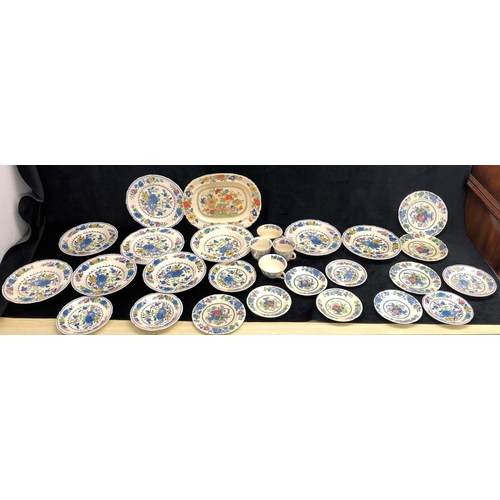 A large quantity of Mason's Regency pattern part dinner service, plates ...