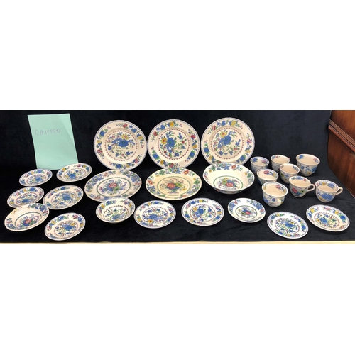 A large quantity of Mason's Regency pattern part dinner service, plates ...