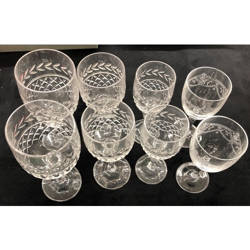 3185 - 3 boxes of Bohemia Crystal cut glasses, 6 glasses per set, 18cm high, 16.5cm high and 15.2cm high an... 